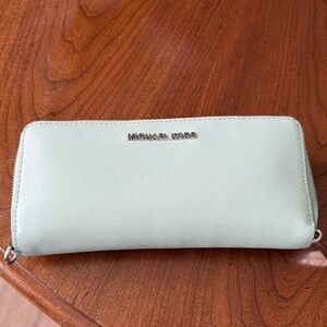 Michael Kors Light Green Zip Wallet